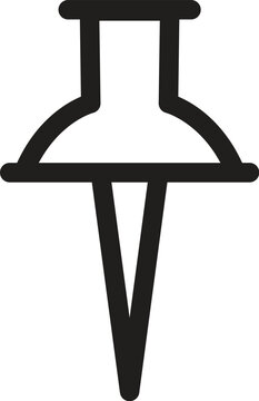 Stylized illustration of a red push pin standing upright on a surface