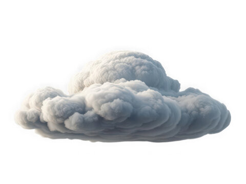 Realistic 3d rendered cumulus cloud with soft lighting against a deep black background ideal for digital art and design projects