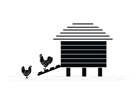 chicken coop icon, chicken coop silhouette vector illustration-simple silhouette illustration of chicken coop, chicken coop vector