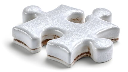 Poster - A glossy white puzzle piece on a white background.