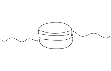 Aufkleber - Continuous one line design of macaron cookie, Restaurant food menu design concept. Hand drawn macarons minimal design art, confectionery concept. Pro Vector.