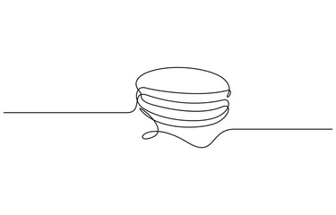 Aufkleber - Continuous one line design of macaron cookie, Restaurant food menu design concept. Hand drawn macarons minimal design art, confectionery concept. Pro Vector.