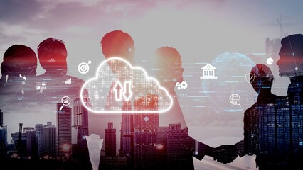 Poster - Cloud computing, cloud strategy, and cloud technology transforming digital infrastructure with scalable services, secure data storage, and cloud-based digital business solutions. Muxer