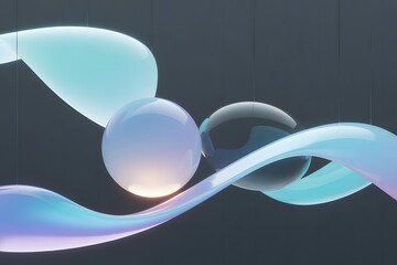 Poster - Abstract Modern Art Hanging Lights Design with Pastel Colors and Smooth Curves