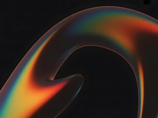 Poster - Abstract iridescent fluid shapes dark background modern art design