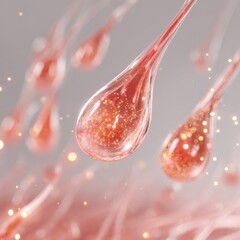 Poster - Drops of shimmering liquid with golden sparkles floating in the air