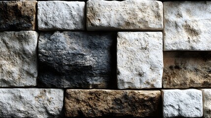 Poster - Close-up view of a stone wall composed of rectangular blocks.