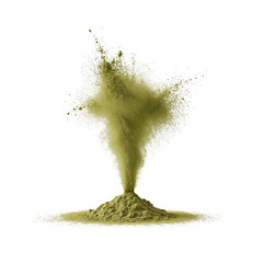 Wall Mural - vibrant green powder explosion creating an interesting abstract shape in air flow composition