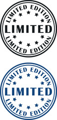 Poster - Limited Edition Black and Blue Round Stamp Seal Typography Vector design