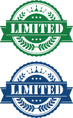 Poster - Limited Green and Blue Round Stamp Seal Typography Vector design.