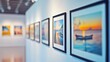 © Juan - Bright modern art gallery hallway with framed paintings in clean white wall exhibition image