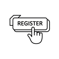 Poster - Register button with hand cursor sign up online concept