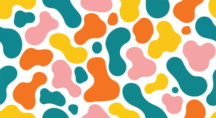 Poster - Colorful organic blob shapes pattern isolated on transparent background