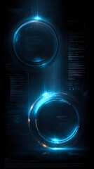 Poster - A futuristic and sleek abstract digital technology design featuring circular panels with glowing blue light beams