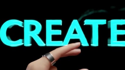 Poster - Cyan energy flows from hands, forming the word 