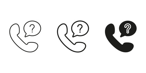 Aufkleber - Phone With Question Mark Line and Solid Icon. Customer Support, Inquiry, And Helpline Communication Symbol. Assistance And Information Request. Isolated Vector Illustration