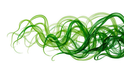 Poster - Abstract flowing green lines and curves creating a dynamic visual effect isolated on transparent background