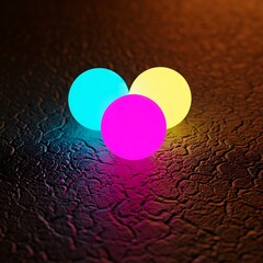 Poster - Three vibrant spheres on a textured surface.