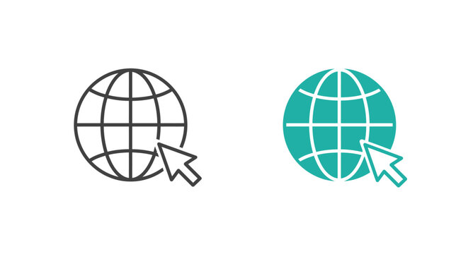 Global Network Icon Set Clickable Globe Illustration