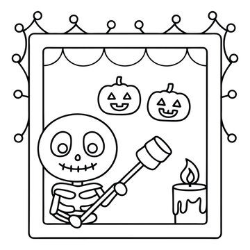 Spooky Pals – Cute and Easy Halloween Coloring Pages for Kids and Adults | Fun Bold Line Halloween Clipart | Ghost, Pumpkin, Witch, Bat Illustrations in Vector and Printable Format