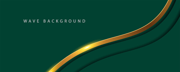 Wall Mural - dark green digital art waves with gold light in the middle, design background for element design. ve