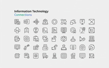 Technology icons network connections data vector