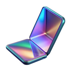 Poster - Futuristic foldable smartphone with iridescent screen isolated on transparent background