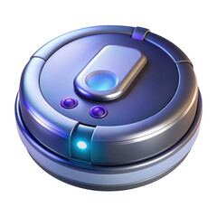 Poster - Futuristic circular robotic cleaner with blue and purple accents isolated on transparent background
