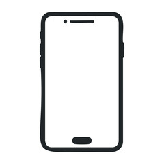 Poster - Minimalist black and white smartphone outline on white background. Vector illustration