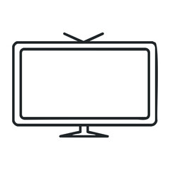 Poster - Minimalist flat screen tv icon outline with antenna. Vector illustration
