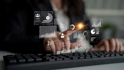 Poster - Data insights, charts, and analytics help visualize performance. Data drives strategy, analytics enhances growth, and data improves business outcomes through analytics. Latch