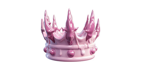Poster - Pink Dripping Crown Sculpture. Symbol Of Royalty And Artistic Expression Isolated On Transparent Background