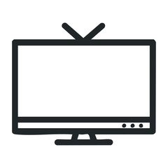 Poster - Minimalist black tv icon vector with antenna and buttons. Vector illustration