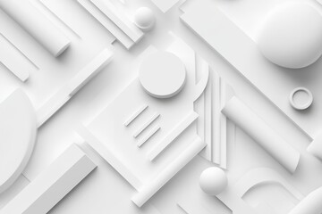 Poster - Corporate abstract background design featuring geometric shapes in white tones and smooth textures, White corporate abstract background of ing animated gradient geometric shapes