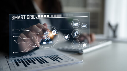 Poster - Smart grid system integrating renewable energy sources, energy storage, smart inverters, and demand response for efficient, decentralized, and modern power distribution Latch