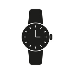 Poster - Wristwatch Solid Icon. Timekeeping, Punctuality, And Fashion Accessory Silhouette Symbol. Classic Design And Style Representation. Isolated Vector Illustration