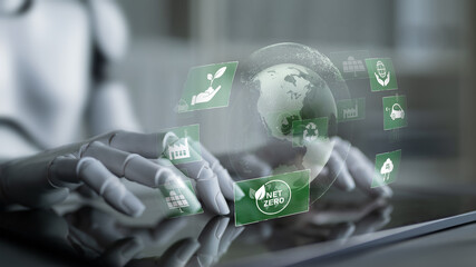 Poster - AI artificial intelligence promotes sustAI artificial intelligencenability via eco-smart planning, green virtual advisors, and intelligent systems for long-term environmental responsibility. Latch