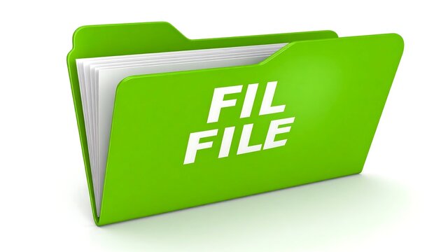Green folder with white text