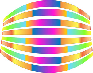 Poster - Vibrant rainbow stripes curved abstract design one white background