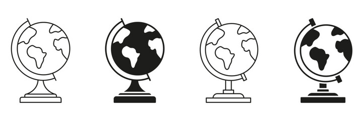 Aufkleber - Globe Line And Solid Icon Set. Global Education, Geography Learning, And World Exploration Symbol Collection. Classroom And Educational Tools. Isolated Vector Illustration