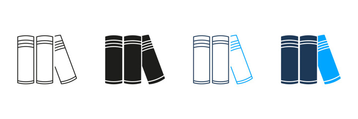 Aufkleber - Bookshelf With Books Line And Solid Icon Set. Library, Education, And Knowledge Symbol Collection. Reading And Literature Concept. Isolated Vector Illustration
