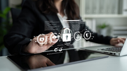 Poster - Cyber security protects against breaches, hacks, and network attacks using strong infrastructure and proactive digital defense strategies. Latch