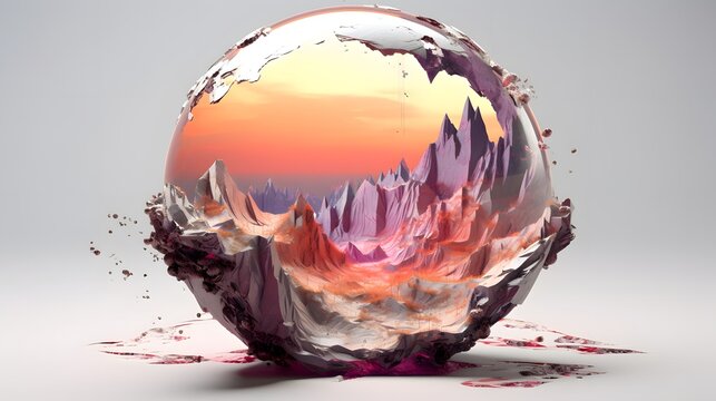 Abstract globe sphere landscape digital art design wallpaper background image
