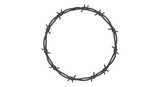 Isolated barbed wire circle on transparent background showcasing texture and form of the metal wire in a minimalist design