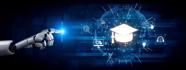 Poster - AI assists in online learning, digital education, and virtual classroom by personalizing content, enhancing assessment, and improving interactive education experiences. Vouch