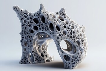 Poster - Exploring a complex fractal shape with unique textures and intricate patterns in digital design, Digital of a Fractal Shape