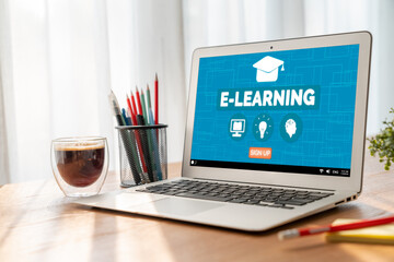 Poster - E-learning website with modish sofware for student to study online on the internet network