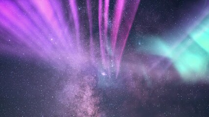 Wall Mural - Aurora and Milky Way Time Lapse Nocturnal Serenity
