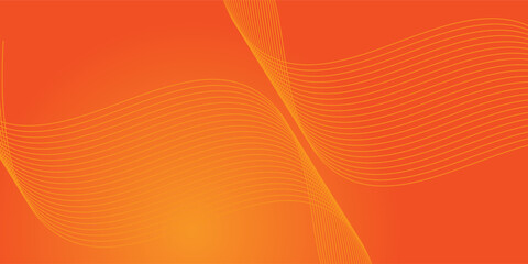 Poster - Vector abstract background with dynamic orange waves, lines and particles. vector