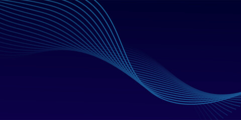 Poster - Abstract glowing wave lines on dark blue background. Dynamic wave pattern. Modern flowing wavy lines. Futuristic technology concept.